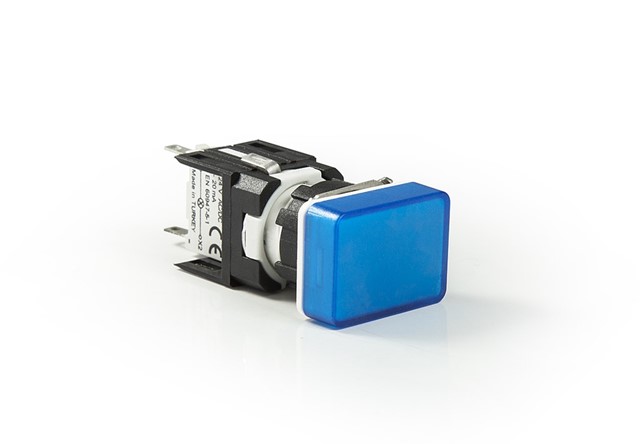 D Series Plastic with LED 12-30V AC/DC Rectangular Blue 16 mm Pilot